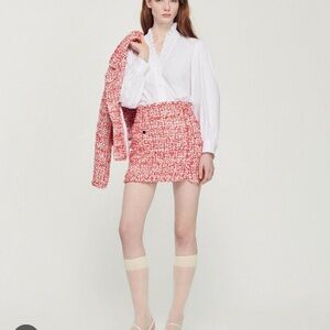 SAMOON Pink and White Textured Mini Skirt